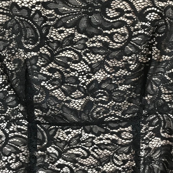 EN FOCUS STUDIO Lace Overlay Midi Dress Black Women’s Size 8 - Picture 3 of 16